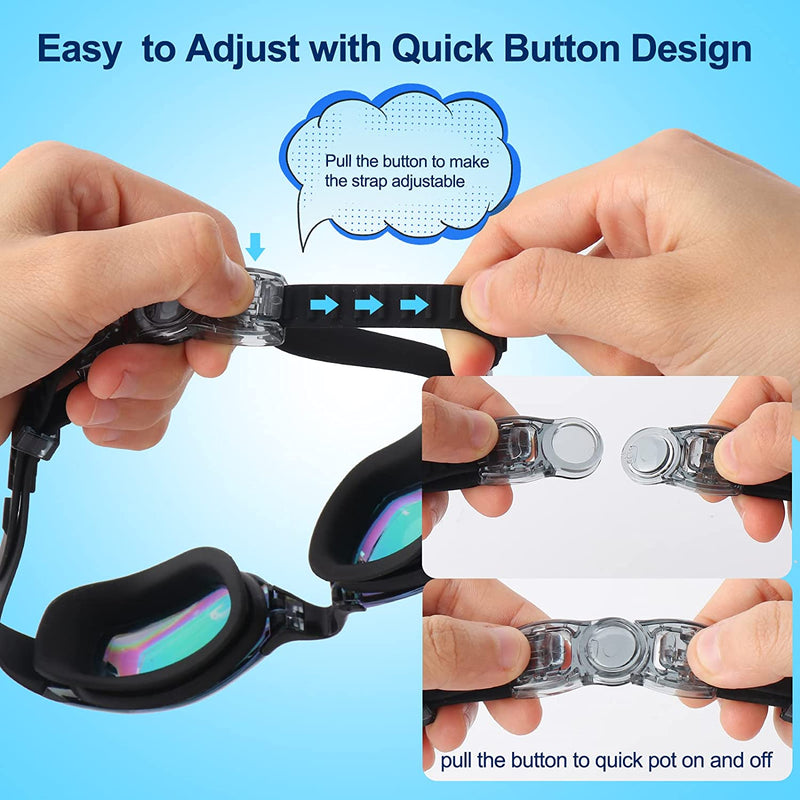 Kids Swim Goggles,2 Pack Anti-Fog Leak Proof Kids Swimming Goggles,Anti-Uv Clear Vision Glasses for Children Age 6-14