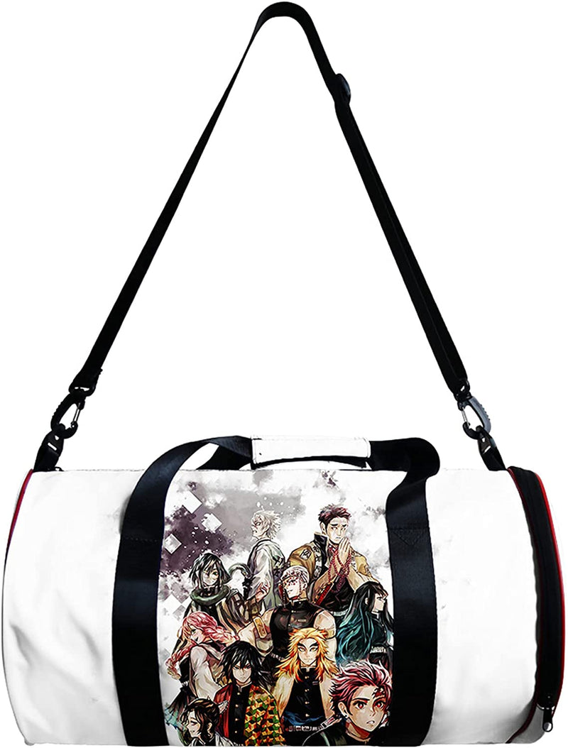 HANDAFA Anime Demon Slay Large Capacity Gym Bag Manga Kemitsu Sport Duffel Bag with Shoe Bag(Fire) Home & Garden > Household Supplies > Storage & Organization HANDAFA Group White  