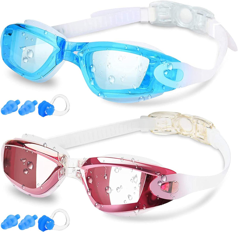 Elimoons Swim Goggles for Men Women, Swimming Goggles anti Fog UV Protection, 2 Pack Sporting Goods > Outdoor Recreation > Boating & Water Sports > Swimming > Swim Goggles & Masks Elimoons 05.clear Lightblue+mirrored Rosy Red  
