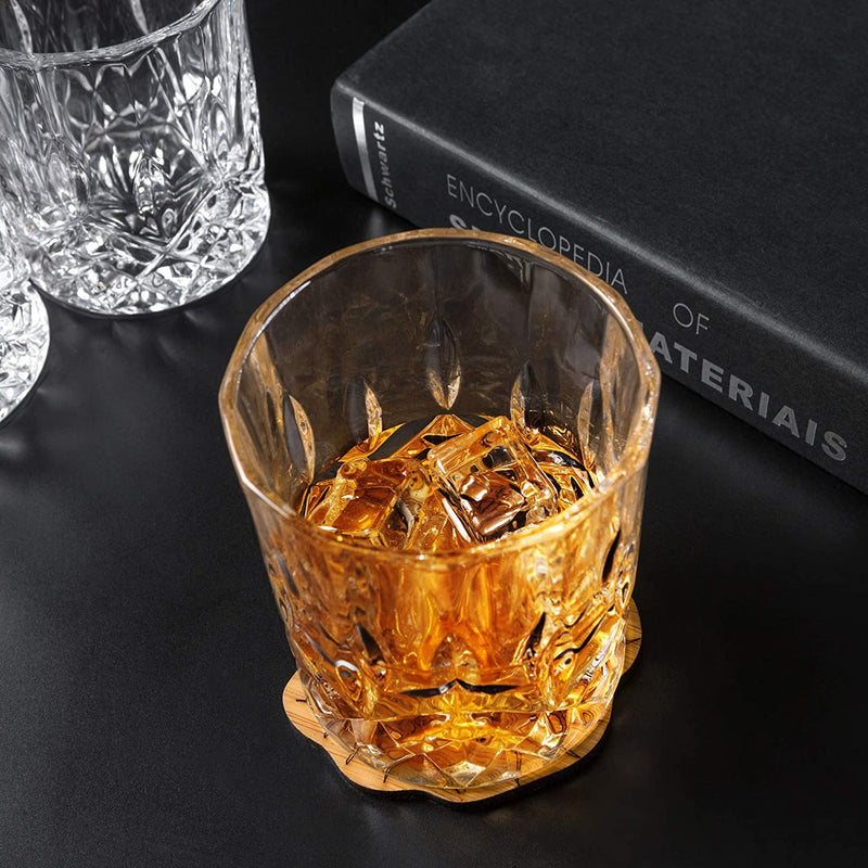 KANARS Old Fashioned Whiskey Glasses with Luxury Box - 10 Oz Rocks Barware for Scotch, Bourbon, Liquor and Cocktail Drinks - Set of 4