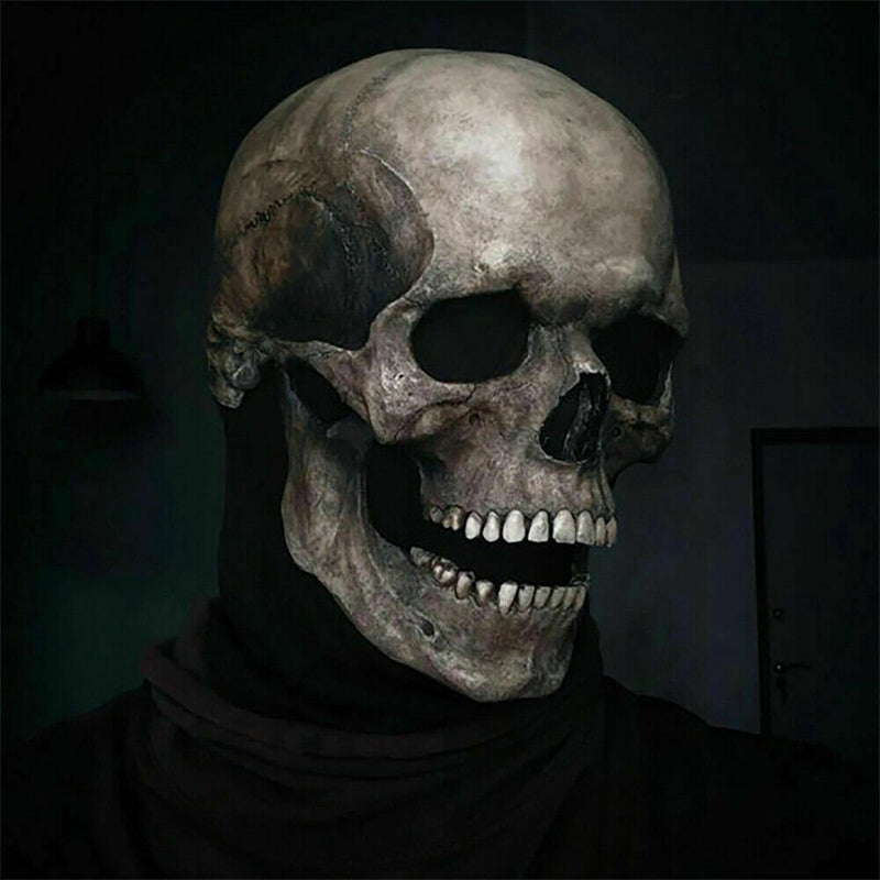 Halloween Full Head Skull Mask with Movable Jaw Realistic Human Skeleton Mask Cosplay Party Props Apparel & Accessories > Costumes & Accessories > Masks Costyle   