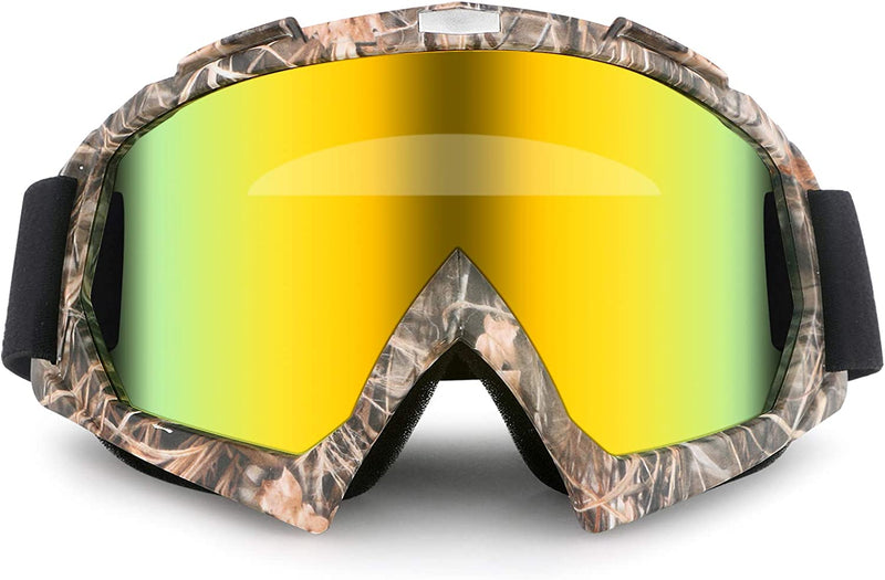 Motorcycle Goggles ATV Dirt Bike anti Scratch Motocross UV400 Protect Bendable Eyewear off Road Dust Proof anti Fog Riding Goggles with Adjustable Strap &Color Lens (Maple Grey) Sporting Goods > Outdoor Recreation > Cycling > Cycling Apparel & Accessories GGBuy Maple Grey  