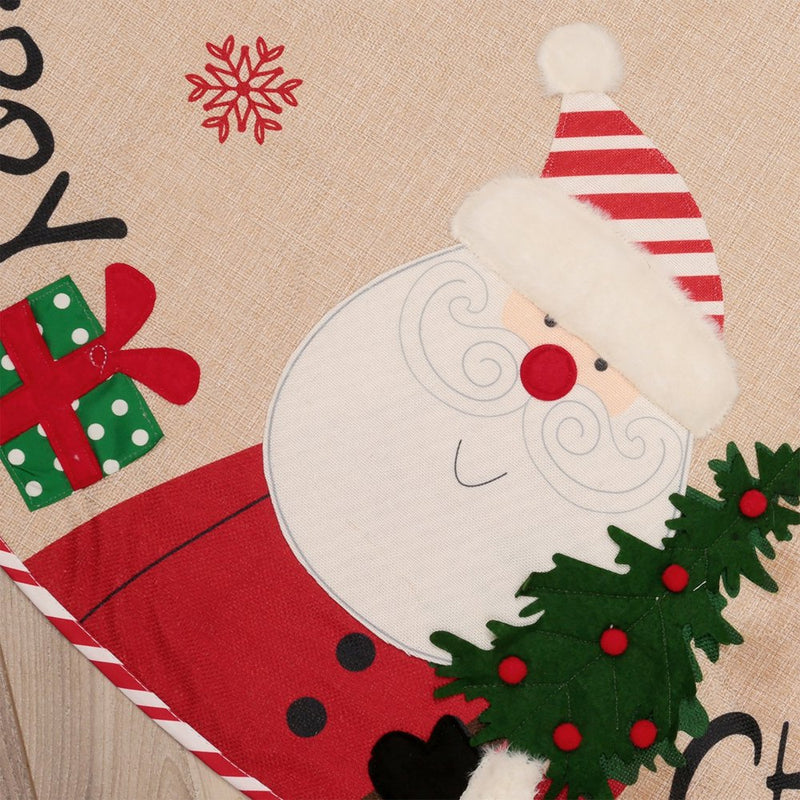 Grofry Christmas Tree Collar Exquisite Rustic Fabric Santa Snowman Dolls Christmas Tree Skirt for Party Snowman Home & Garden > Decor > Seasonal & Holiday Decorations > Christmas Tree Skirts Grofry   