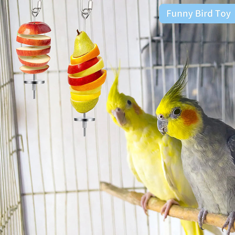 Daoeny 4Pcs Bird Feeder for Cage, Bird Foraging Toy, Stainless Steel Bird Food Holder, Small Animal Fruit Vegetable Stick Skewer, Hanging Food Feeding Treating Tool for Parrots Cockatoo Cockatiel Cage Animals & Pet Supplies > Pet Supplies > Bird Supplies > Bird Cage Accessories > Bird Cage Food & Water Dishes YuGosen   