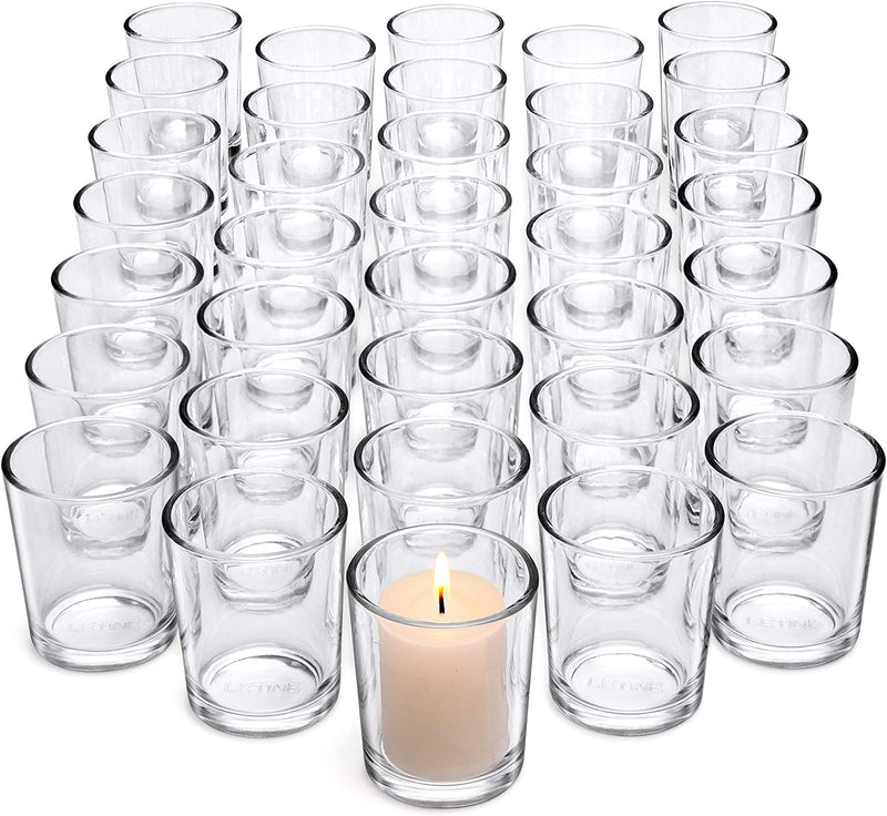 Letine Tealight Glass Votive Candle Holders Bulk Set of 36 - Clear Candle Holder for Festival Decor/Wedding Propose Parties Holiday and Home Decor  LETINE   