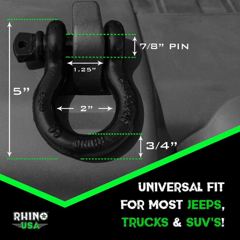 Rhino USA D Ring Shackle 41,850Lb Break Strength – 3/4” Shackle with 7/8 Pin for Use with Tow Strap, Winch, Off-Road Jeep Truck Vehicle Recovery, Best Offroad Towing Accessories Sporting Goods > Outdoor Recreation > Winter Sports & Activities Rhino USA   