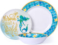Melamine Dinnerware Set for 4, Plates and Bowls Sets, Great for Camper, RV, Indoors Outdoors Use with Ocean Printed, Unbreakable Home & Garden > Kitchen & Dining > Tableware > Dinnerware Gofunfun Ocean Sets  