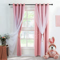 Reepow Kids Stars Blackout Curtains for Boys Bedroom 2 Panels, Tulle Overlay Star Cut Out Grommet Light Blocking Window Curtain - 52"X 63", Starry Bule Home & Garden > Decor > Window Treatments > Curtains & Drapes Reepow Princess Pink 52×63×2 Panels 