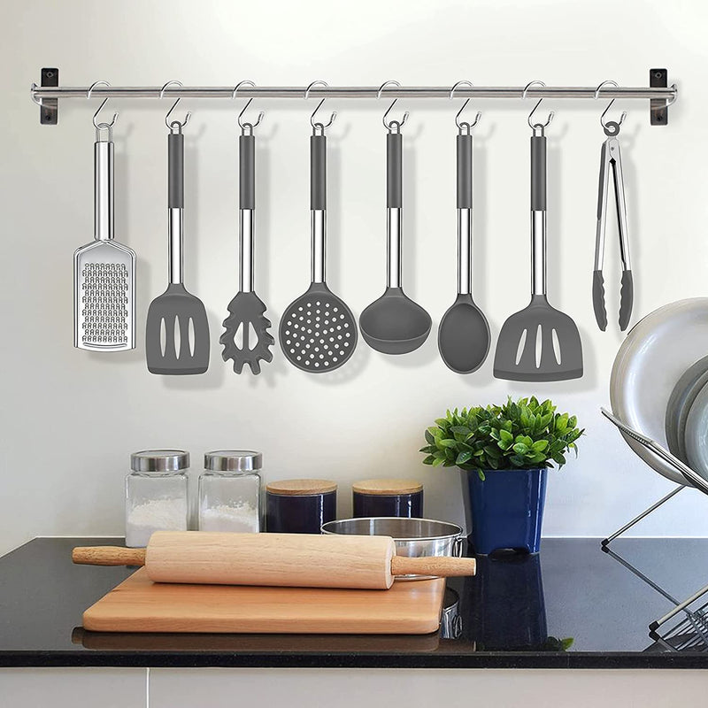 Herogo 30-Piece Cooking Utensils Set with Holder, Silicone Kitchen Utensils Set with Stainless Steel Handle, Heat Resistant Cooking Gadget Tools for Nonstick Cookware, Dishwasher Safe, Gray Home & Garden > Kitchen & Dining > Kitchen Tools & Utensils Herogo   