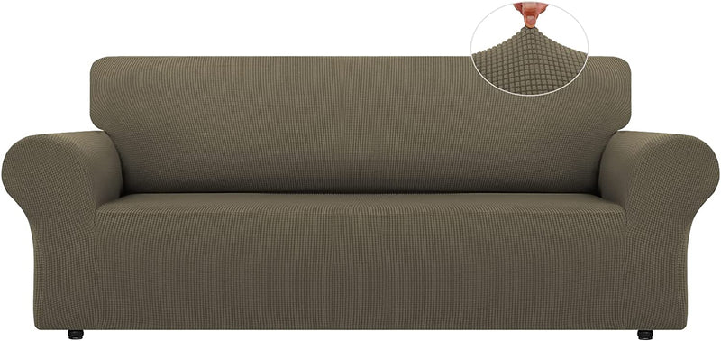 LURKA Stretch Sofa Covers - Spandex Non Slip Couch Sofa Slipcover, Soft with Elastic Bottom for Kids (Dark Green, Large) Home & Garden > Decor > Chair & Sofa Cushions LURKA Khaki X-Large 