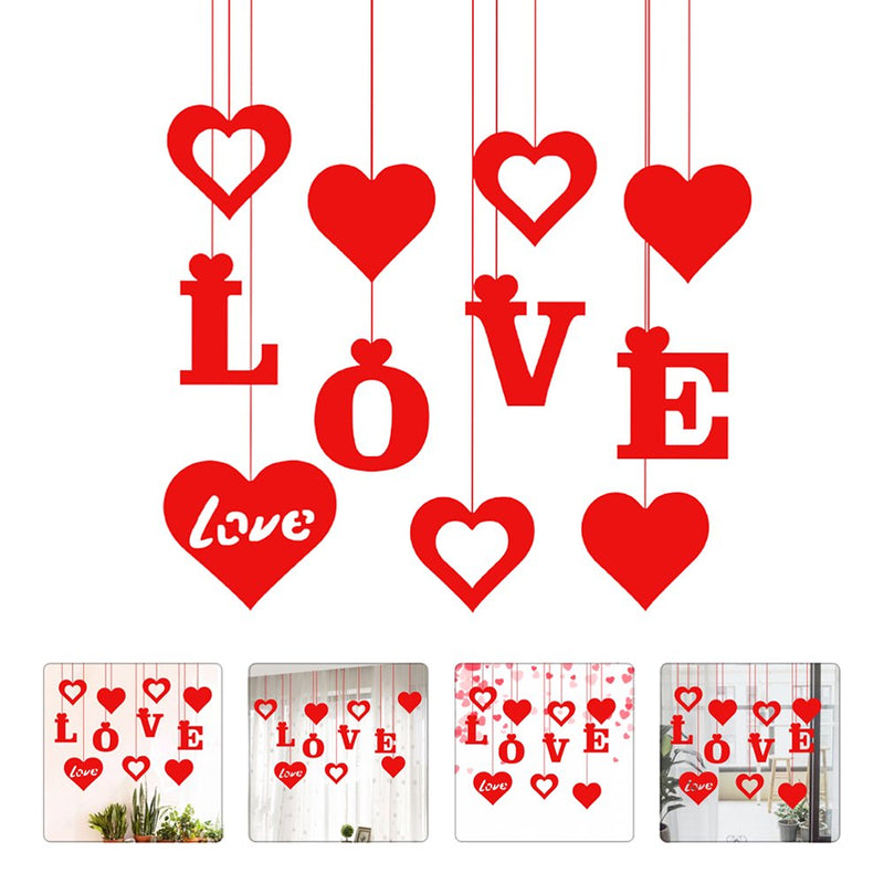 FRCOLOR 11 Pcs Valentine'S Day Party Decors Felt Hanging LOVE Heart Decorations (Red)