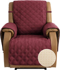 TOMORO Non Slip Loveseat Recliner Cover for Dogs - 100% Waterproof Quilted Sofa Slipcover Furniture Protector with 5 Storage Pockets, Washable Couch Cover with Elastic Straps for Kids and Pets Home & Garden > Decor > Chair & Sofa Cushions TOMORO Burgundy 30"Recliner 