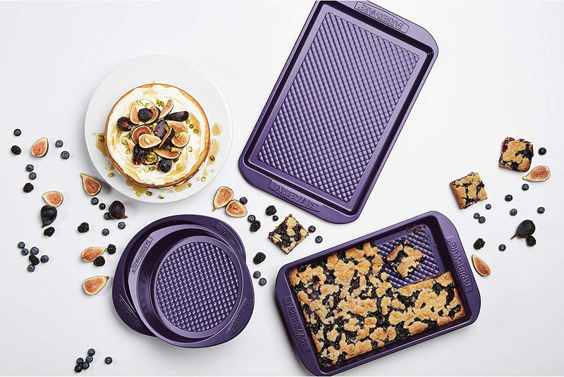 Farberware Nonstick Bakeware Set with Nonstick Cookie Sheet/Baking Sheet, Baking Pan and Cake Pans - 4 Piece, Purple Home & Garden > Kitchen & Dining > Cookware & Bakeware Farberware   