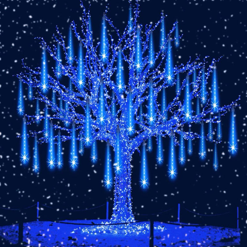 Rain Drop Lights, Aukora LED Meteor Shower Lights, Xmas Lights Outdoor 12 Inch 8 Tubes, Icicle Snow Falling Lights for Xmas Halloween Party Holiday Garden Tree Thanksgiving Christmas Decoration