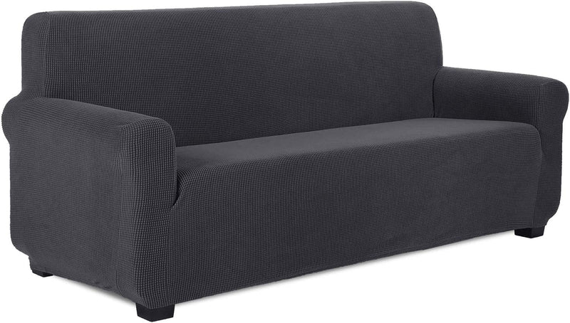 TIANSHU Stretch Jacquard Sofa Cover, 1-Piece Couch Cover for 3 Cushion Couch, Soft and Durable Sofa Slipcover for Living Room, Stay in Place Furniture Cover Protector for Pet. (Sofa, Black) Home & Garden > Decor > Chair & Sofa Cushions TIANSHU   
