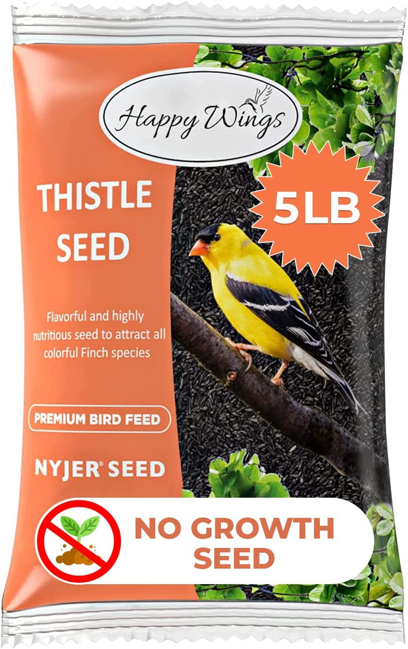 Happy Wings Nyjer/Thistle Seeds Wild Bird Food - 5 Pounds I No Growth Seed I Bird Seed for Wild Birds Animals & Pet Supplies > Pet Supplies > Bird Supplies > Bird Food ASA Agrotech   