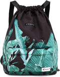 Waterproof Drawstring Bag, Gym Bag Sackpack Sports Backpack for Men Women Girls Home & Garden > Household Supplies > Storage & Organization Risefit 05-black Banana Leaves  