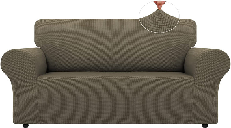 LURKA Stretch Sofa Covers - Spandex Non Slip Couch Sofa Slipcover, Soft with Elastic Bottom for Kids (Dark Green, Large) Home & Garden > Decor > Chair & Sofa Cushions LURKA Khaki Medium 