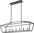 MELUCEE Large Chandelier with Adjustable Chain 7-Light Farmhouse Rectangle Dining Room Light Fixtures Black and Brushed Nickel Island Lighting for Kitchen Hallway Living Room, E12 Base Home & Garden > Lighting > Lighting Fixtures > Chandeliers MELUCEE Black and Brushed Nickel 36.3 inches 