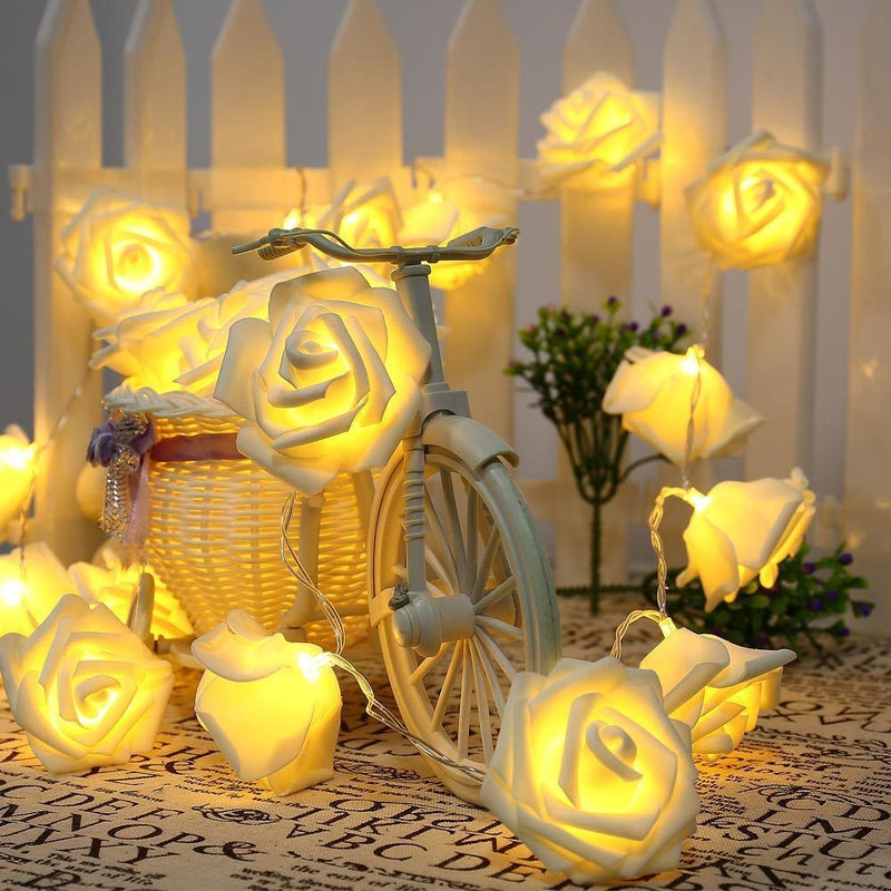Hododo 20 Leds Rose Flower Fairy LED String Lights Battery or USB Operated for Wedding Valentine'S Day Anniversary Christmas Decor Home & Garden > Decor > Seasonal & Holiday Decorations Hododo Battery Operated 20LEDs Blue 