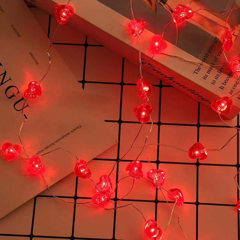Hamlinson Valentine'S Day Light String F5 Heart-Shaped Remote Control Eight Functions Battery Box 40 Lights Home & Garden > Decor > Seasonal & Holiday Decorations Hamlinson   