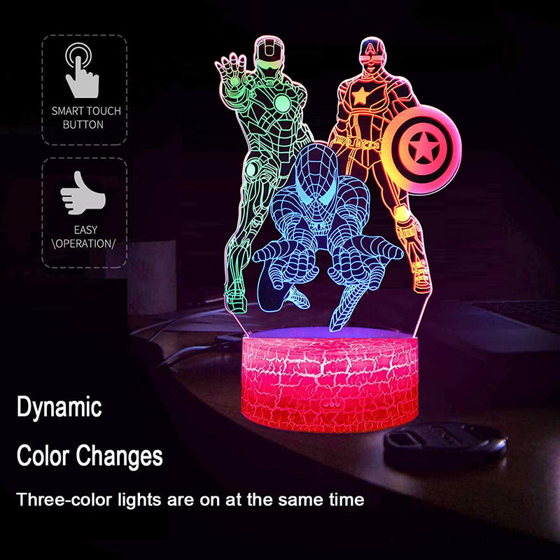 XXMANX Boys Toys Night Light for Kids, 3D Illusion Lamp Touch Control Dynamic Colors Changing with 3 Pattern Kids Toys Christmas Gifts for Men Boys Home & Garden > Lighting > Night Lights & Ambient Lighting XXMANX   