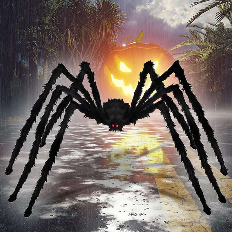 Aiduy Outdoor Halloween Decorations Scary Giant Spider Fake Large Spider Hairy Spider Props for Halloween Yard Decorations Party Decor, Black (1 Pack)  Aiduy   