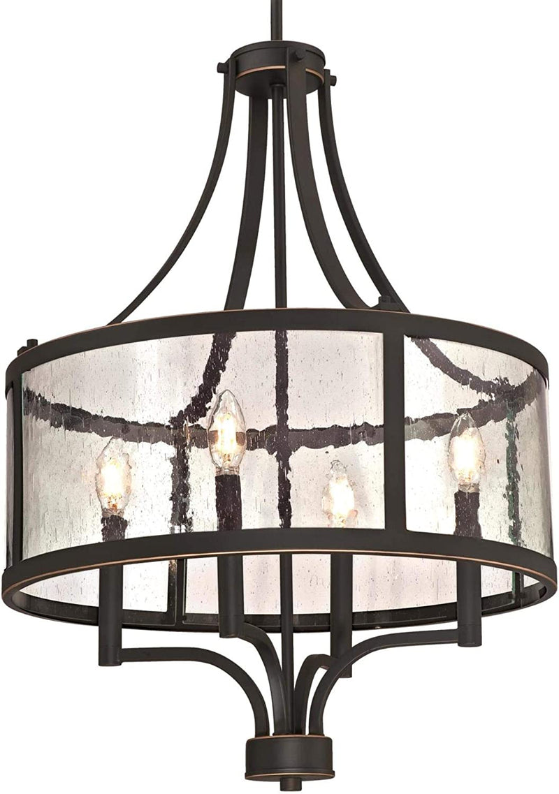 Westinghouse Lighting 6368400 Belle View Four-Light Indoor, Oil Rubbed Bronze Finish with Highlights and Clear Seeded Glass Chandelier, One Size , Oil-Rubbed Bronze Home & Garden > Lighting > Lighting Fixtures > Chandeliers Westinghouse Lighting   