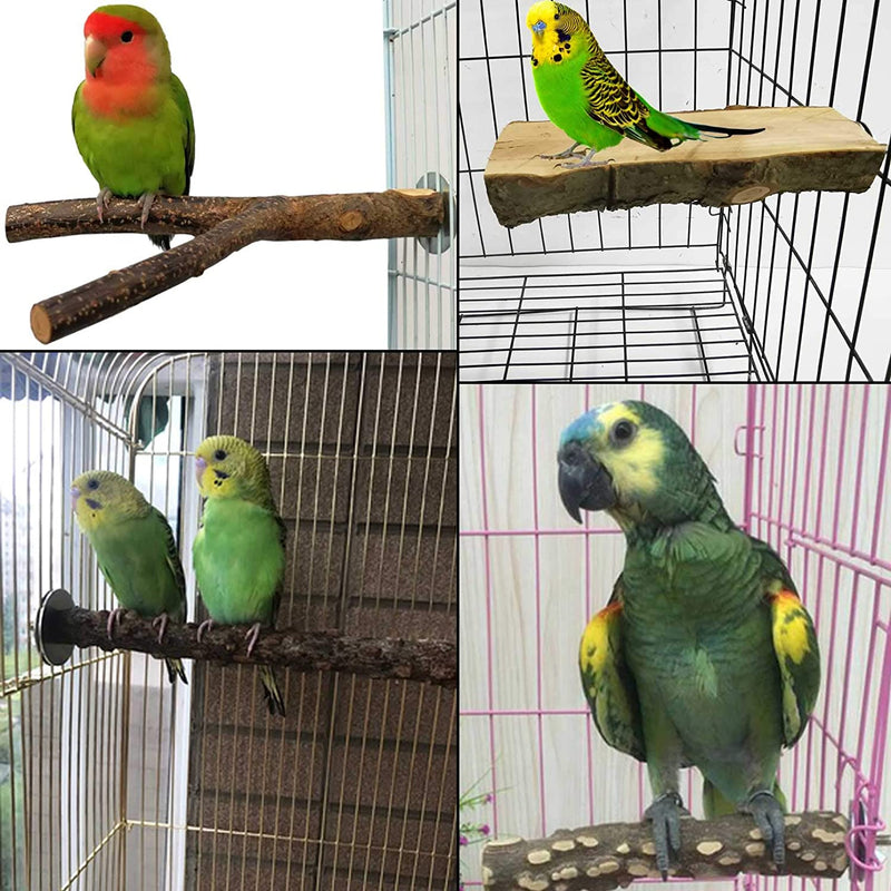 Kathson Wood Bird Perch Wooden Parrot Stand Toy Parakeet Standing Platform Chew Toys Natural Cuttlebone Paw Grinding Stick Cockatiels Cage Accessories Exercise Toy for Conures Budgies Lovebirds 5PCS Animals & Pet Supplies > Pet Supplies > Bird Supplies kathson   