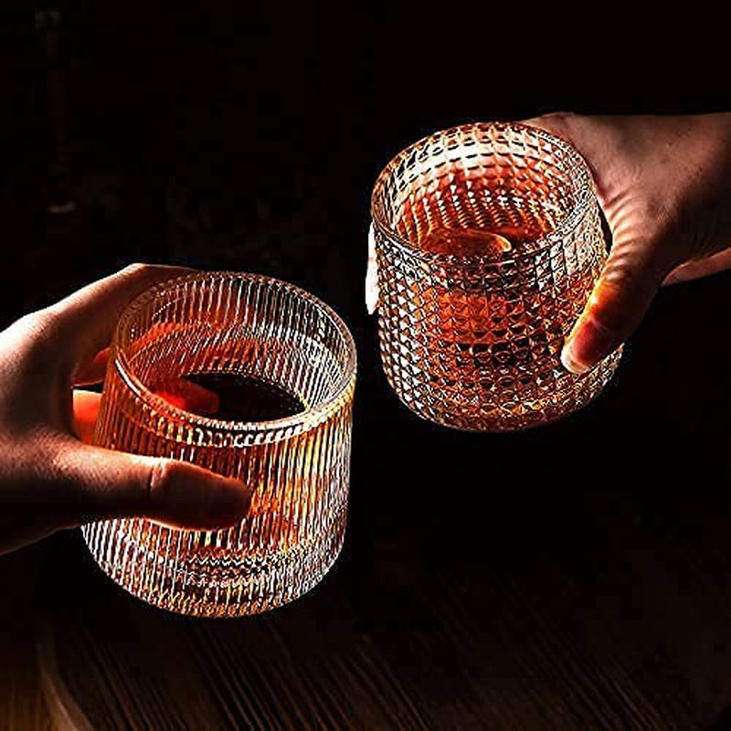 LOVWISH Spinning Old Fashioned Whiskey Glasses, Set of 2 Rocks Glasses - Bar Glasses for Drinking Bourbon, Scotch, Cocktails, Cognac, Tequila, Irish, Brandy Home & Garden > Kitchen & Dining > Barware LOVWISH   