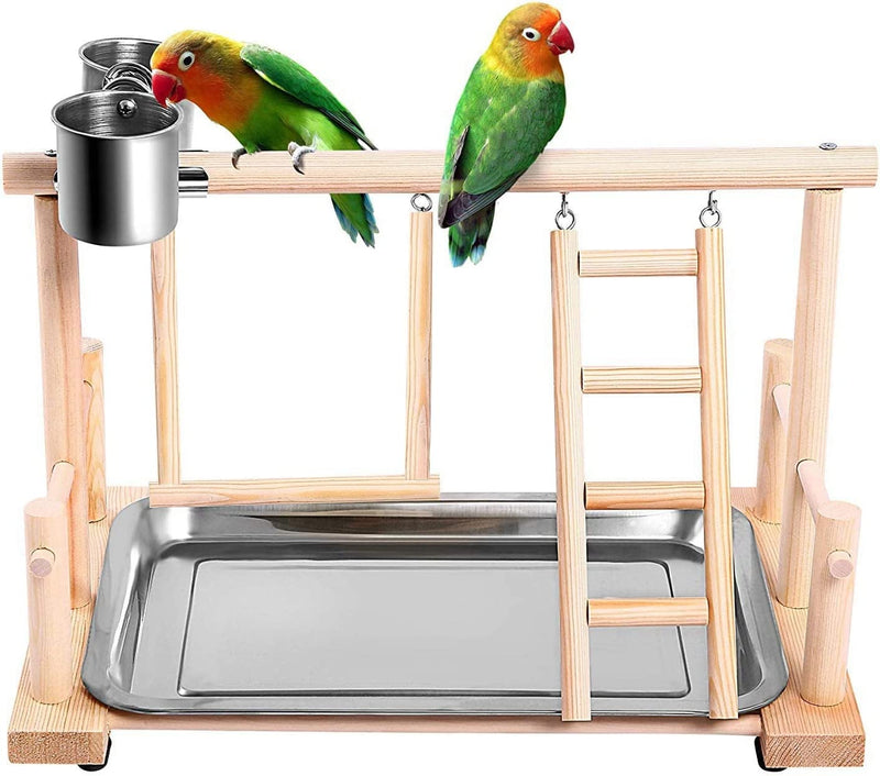 Deeaataa Parrot Playpen Bird Perch Playstand Parrot Playground Gym Wood Ladder Swing Climbing Animals & Pet Supplies > Pet Supplies > Bird Supplies Deeaataa   