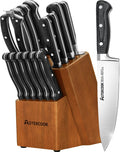 Knife Set, 15 Pcs Kitchen Knife Set with Block, Astercook German Stainless Steel with Scissors, Knife Sharpener and 6 Serrated Steak Knives Home & Garden > Kitchen & Dining > Kitchen Tools & Utensils > Kitchen Knives Astercook Black  