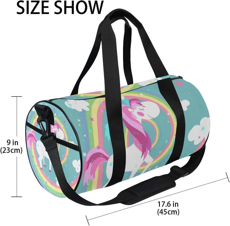 Colored Rainbow Unicorn Sports Luggage Travel Duffle Bag Gym Luggage with Tote for Men and Women Home & Garden > Household Supplies > Storage & Organization FORMRS   