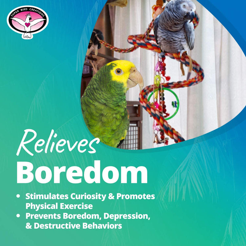 Super Bird Creations SB325 Colorful Cotton Rope Bungee Bird Toy, Large Bird Size, 9/10” Diameter X 96” Animals & Pet Supplies > Pet Supplies > Bird Supplies > Bird Toys Super Bird Creations   