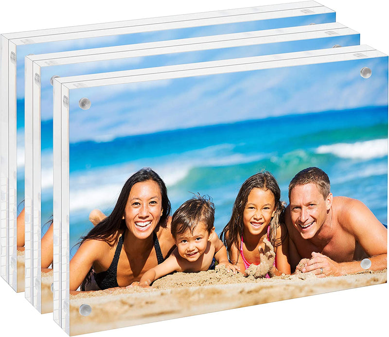 Clear Acrylic 4X6 Picture Frame: Unum Magnetic Floating Picture Frames / Photo Display Stands - Frameless Double Sided Photo Holder - 4 X 6 Inch Acrylic Block Frame for a Desk, Shelf or Table (5) Home & Garden > Decor > Picture Frames Unum 3  