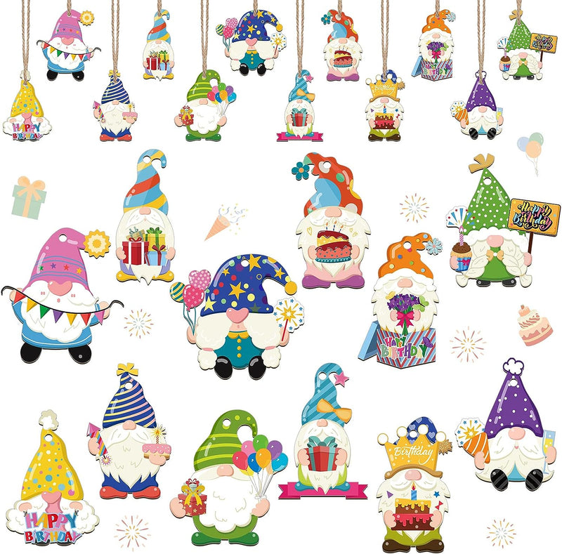 60 Pcs Happy Birthday Gnome Tree Ornaments Wooden Hanging Gnomes Ornaments Hanging Gnome Birthday Decorations Gnome Tree Decorations Wood Gnome Shaped Ornaments for Birthday Party Supplies Home Decor  Maitys   