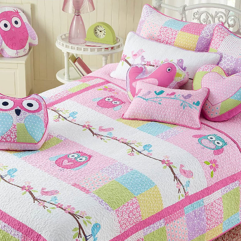 Cozy Line Home Fashions Pink Owl All Season Lightweight 100% Cotton Quilt Bedding Set, Coverlet Bedspread for Kids Toddler Girls (Owl, Twin - 2 Piece) Home & Garden > Linens & Bedding > Bedding Zhejiang Pujiang Vanburst Co. Ltd   