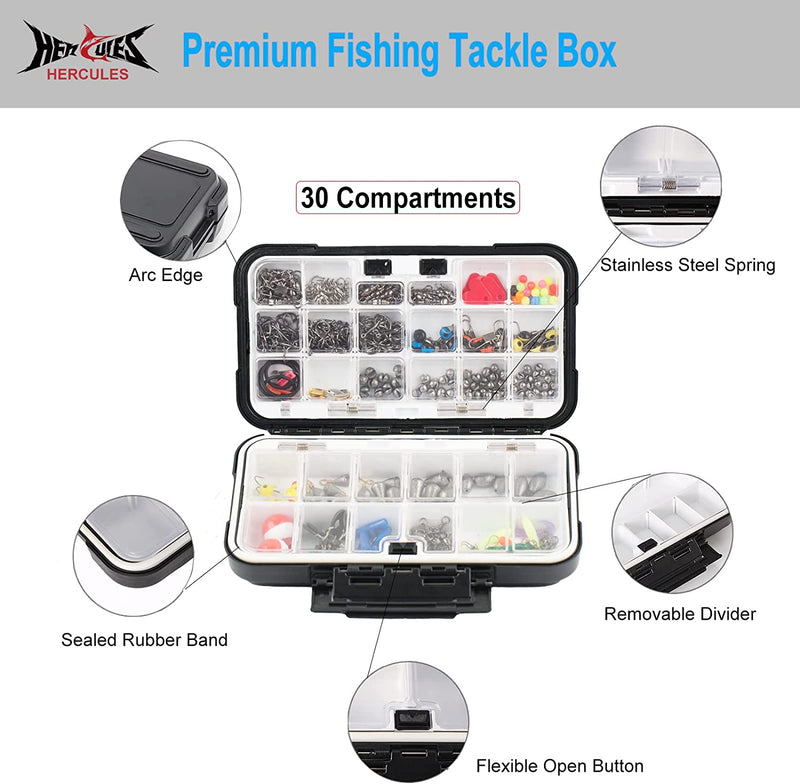HERCULES Fishing Accessories Kit, 403Pcs Fishing Tackle Kit with Tackle Box Including Jig Hook, Swivels Snap, Sinker Weight Freshwater Saltwater Fishing Stuff, Lure Angler Fishing Starter Kit, Black Sporting Goods > Outdoor Recreation > Fishing > Fishing Tackle Herculespro.com   