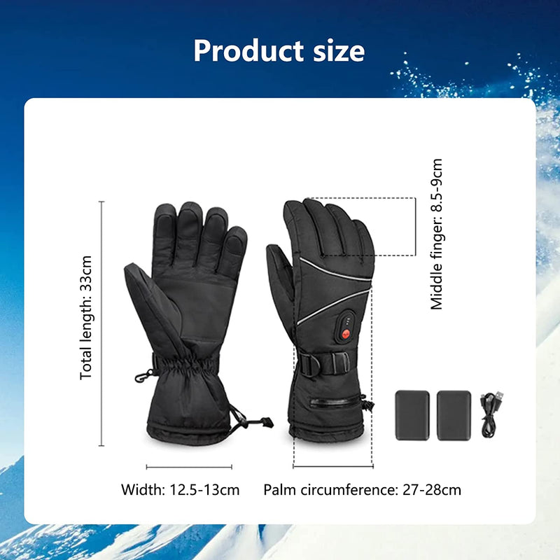 Dsstyles Winter Heated Gloves Touch Screen Rechargeable 5-Finger Electric Heating Gloves Hand Warmer for Outdoor Activities Black + 4000Mah Battery One Size