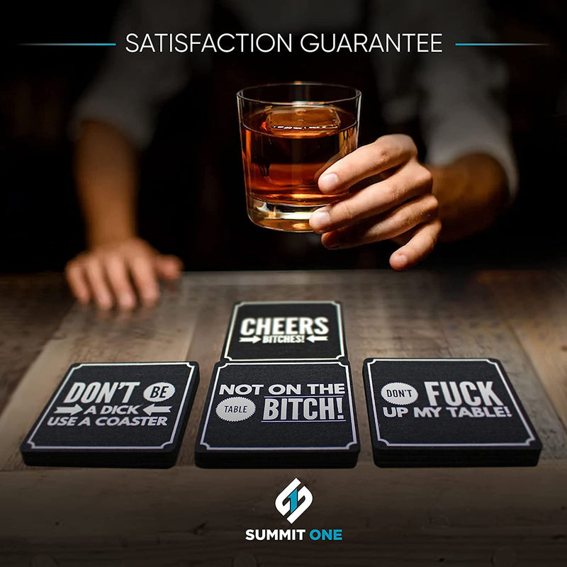 Summit One Funny Coasters for Drinks, Set of 10 (4 X 4 Inch, 5Mm Thick) - Bar Accessories for the Home Bar Set, Absorbent Felt Drink Coasters the Ideal Man Cave Accessories Home & Garden > Kitchen & Dining > Barware Summit One   