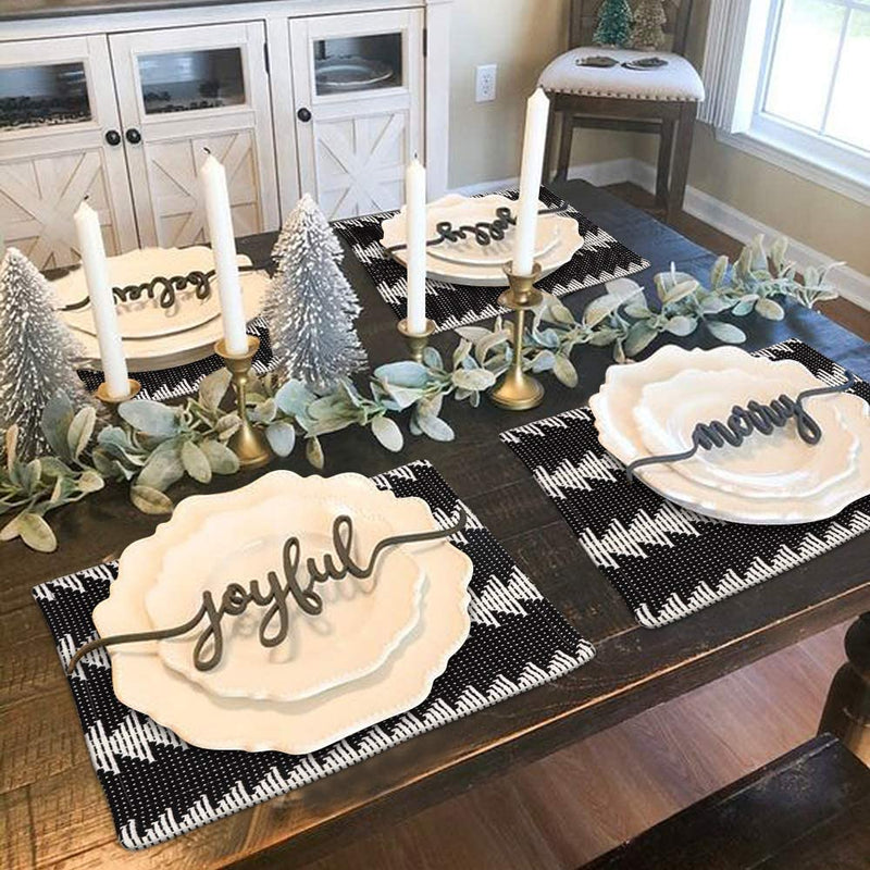 Boho Placemats for Dining Table Set of 4,Farmhouse Black and White Placemat 14 in X 19 In,Cotton Woven Washable Heat Resistant Table Setting for Dining Kitchen Table/Decorations Home & Garden > Decor > Seasonal & Holiday Decorations Collive   