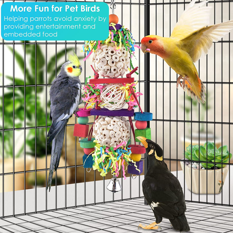 Bissap Conure Toys, Bird Parrot Foraging Shredder Hanging Toys Sola Balls Sepak Takraw with Bell for Small Parrots Parakeets Conures Cockatiels Love Birds Cage Toy Animals & Pet Supplies > Pet Supplies > Bird Supplies > Bird Toys Bissap   