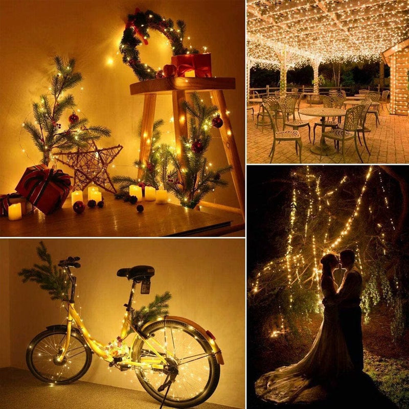 72Ft-200 LED Christmas Trees String Lights Solar String Lights for Wedding Homes Party - 2Pcs(Yellow Lights) Holiday Outdoor Halloween Christmas Valentine'S Day Decorations Home & Garden > Decor > Seasonal & Holiday Decorations Genkent   