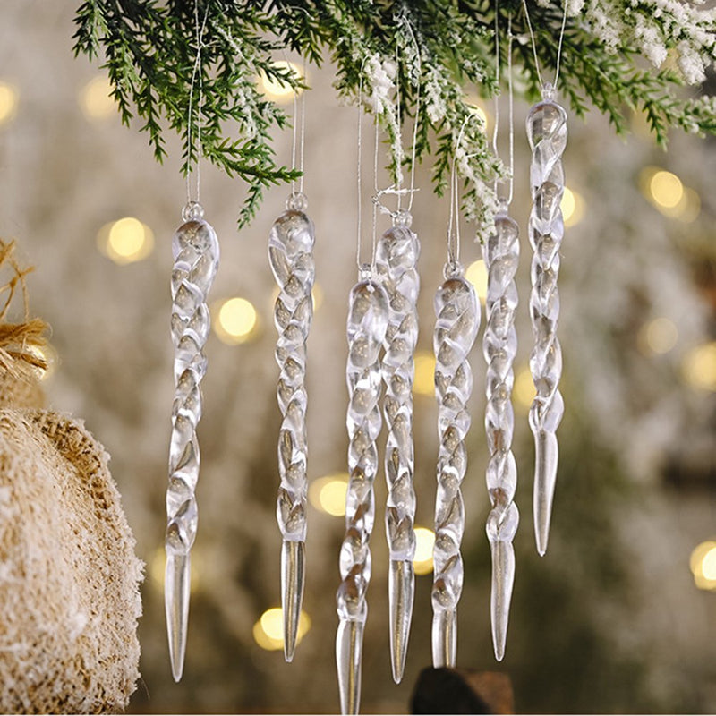 Gulirifei 12Pcs Crystal Christmas Ornaments for Christmas Tree Decorations-Hanging Acrylic Icicle Ornaments for Christmas Tree New Year Party Decorations Supplies  GuliriFei   