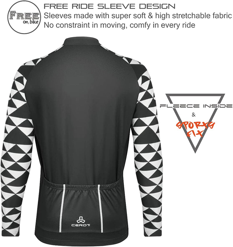 CEROTIPOLAR Standard Fit Cycling Bike Jerseys Fleeced, Fall Winter Long Sleeve Bicycle Jackets Sporting Goods > Outdoor Recreation > Cycling > Cycling Apparel & Accessories CEROTIPOLAR   