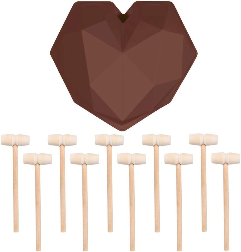 Neepanda 3D Diamond Heart Shape Cake Chocolate Mold Food Grade Silicone Nonstick Oven Safe Baking Pan Mold with 10Pcs Small Wooden Hammers Mallet Pounding Toy for Homemade DIY Dessert Tools, White Home & Garden > Kitchen & Dining > Cookware & Bakeware Neepanda Chocolate  