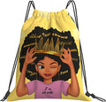 Fzryhaika African American Black Girl Print Drawstring Backpack Bag, Sports Gym Bag Sackpack String Bag for Girls Home & Garden > Household Supplies > Storage & Organization Fzryhaika Db-14  