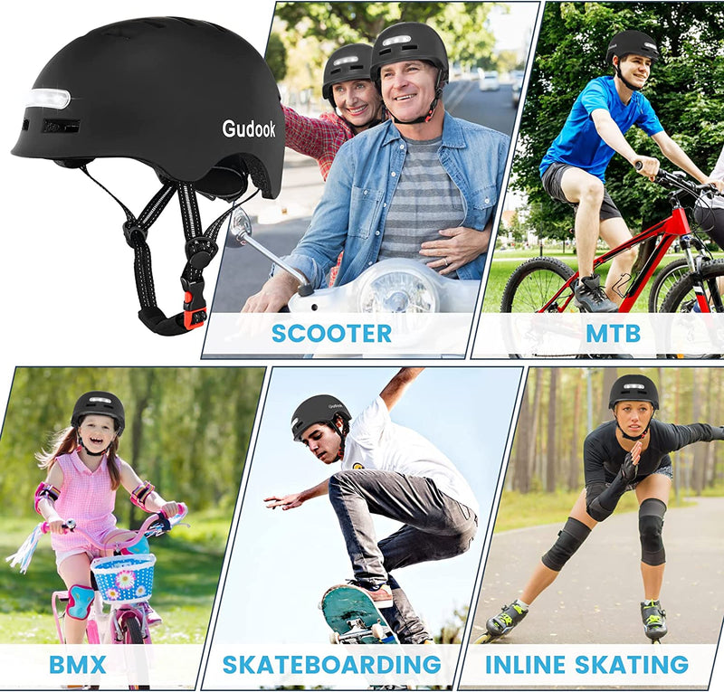 Gudook Bike Helmet Adult Bike Helmets for Men/Women: Bicycle Helmet with USB Rechargeable LED Front and Rear Lights for Cycling Urban Commuter Skateboard Sporting Goods > Outdoor Recreation > Cycling > Cycling Apparel & Accessories > Bicycle Helmets Gudook   
