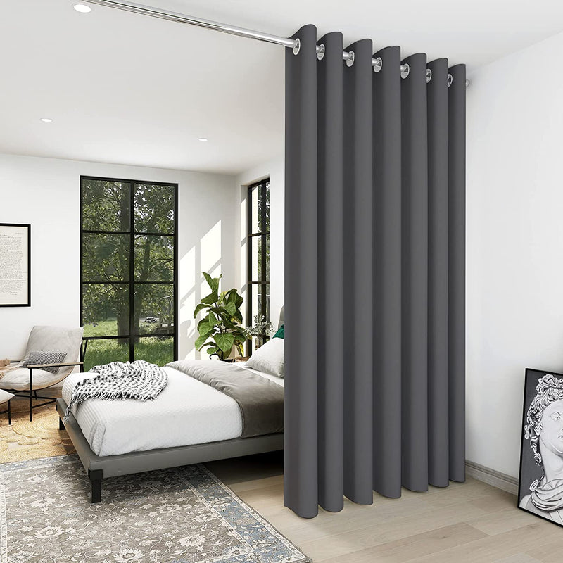 Deconovo Room Divider Curtains for Office (10Ft Wide X 8Ft Tall, 1 Panel, Khaki) Blackout Curtains for Sliding Door, Thermal Window Drapes, Grommet Curtain Panles for Bedroom, Living Room, Loft Home & Garden > Decor > Window Treatments > Curtains & Drapes Deconovo Dark Grey 10ft Wide x 8ft Tall 