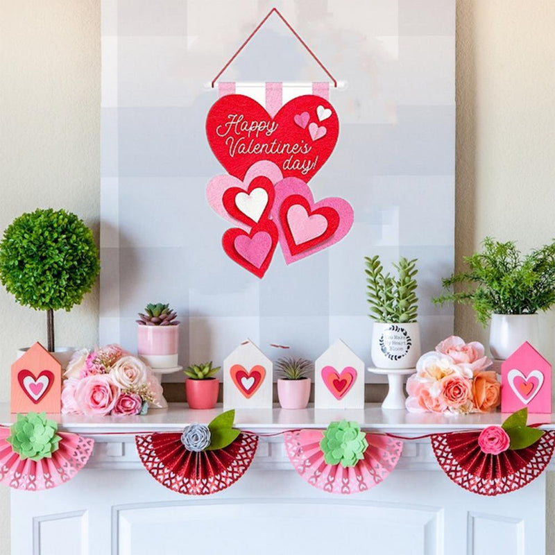 IMSHIE Happy Valentine'S Day Heart Plaques Valentines Day Door Decor Love Hangings Wall Decoration Craft Sign Farmhouse Room Romantic Love Relationships Art Hanger for Anniversary Wedding Adorable Home & Garden > Decor > Seasonal & Holiday Decorations IMSHIE   